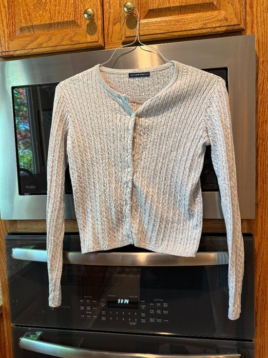 Brandy Melville Sweaters - Brandy Melville Zoe Cable Knit Cardigan Light Grey XS/S